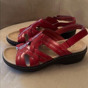 Clark’s Red Patent Leather Sandals
